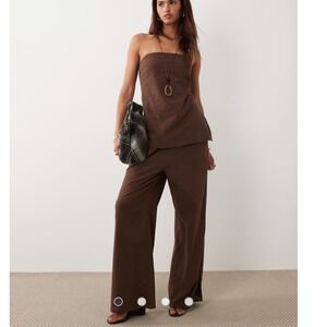 Bronze Snake Nora Chocolate Brown Cotton Wide‎ Leg Pants ONLY Womens Small AU 8